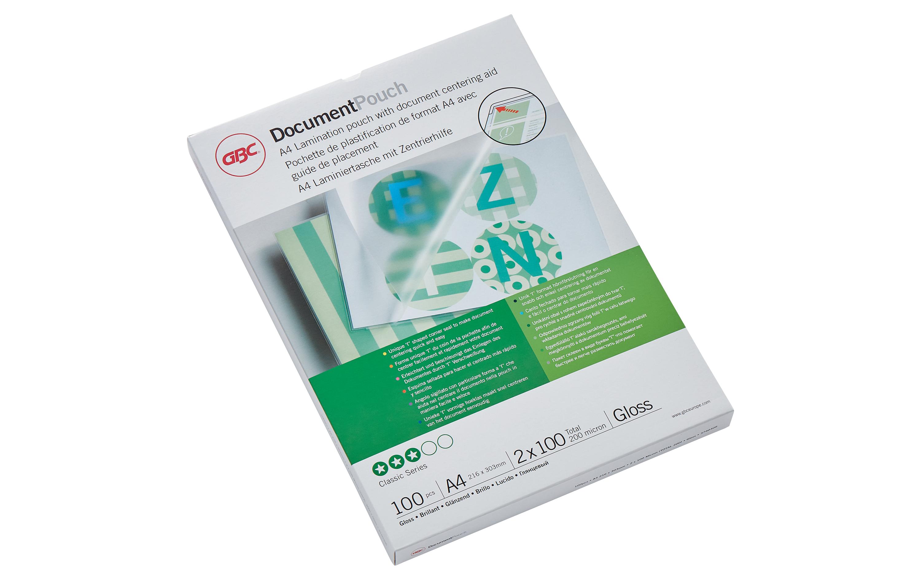 GBC Laminierfolie A4, , 100 Stück, Glänzend GBC Laminierfolie A4, , 100 Stück, Glänzend