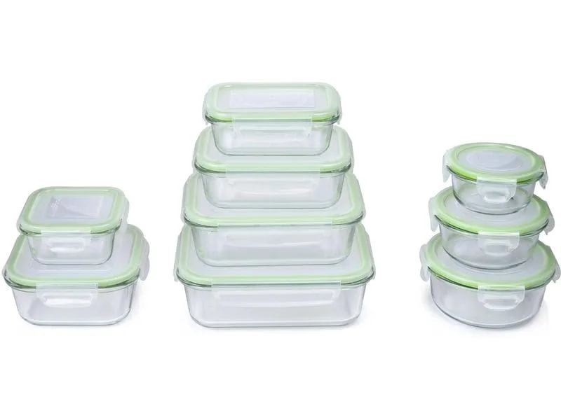 ALPINA Vorratsdosen-Set 18 Stück, 5.96 l, Grün/Transparent