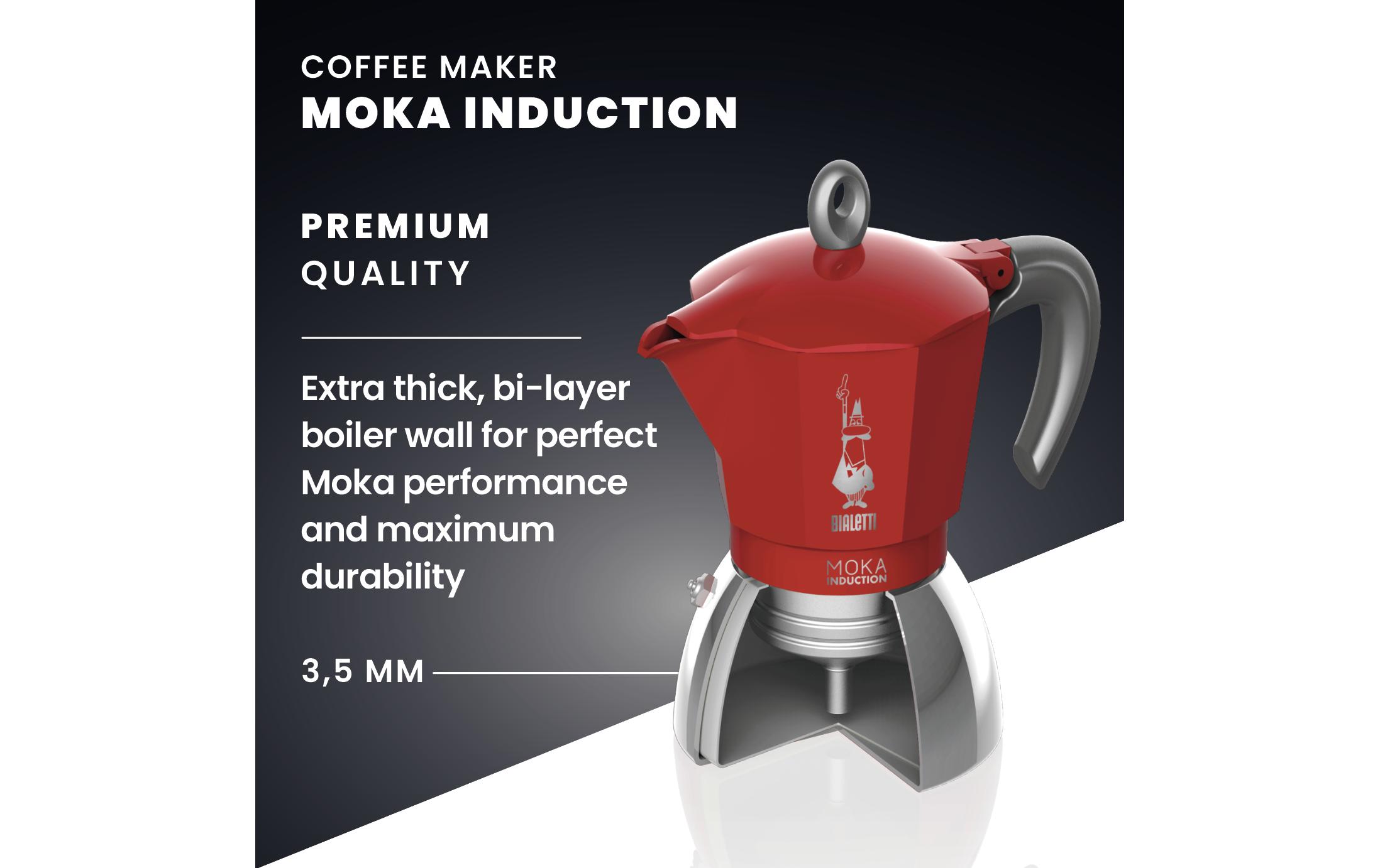 Bialetti Espressokocher New Moka Induktion 6 Tassen, Rot
