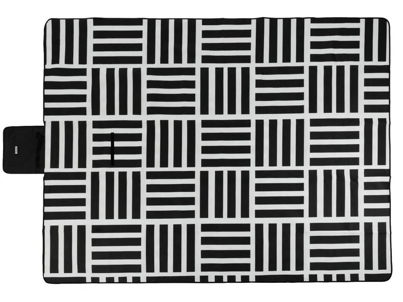 KOOR Picknickdecke Check, Schwarz/Weiss 200 x 250 cm