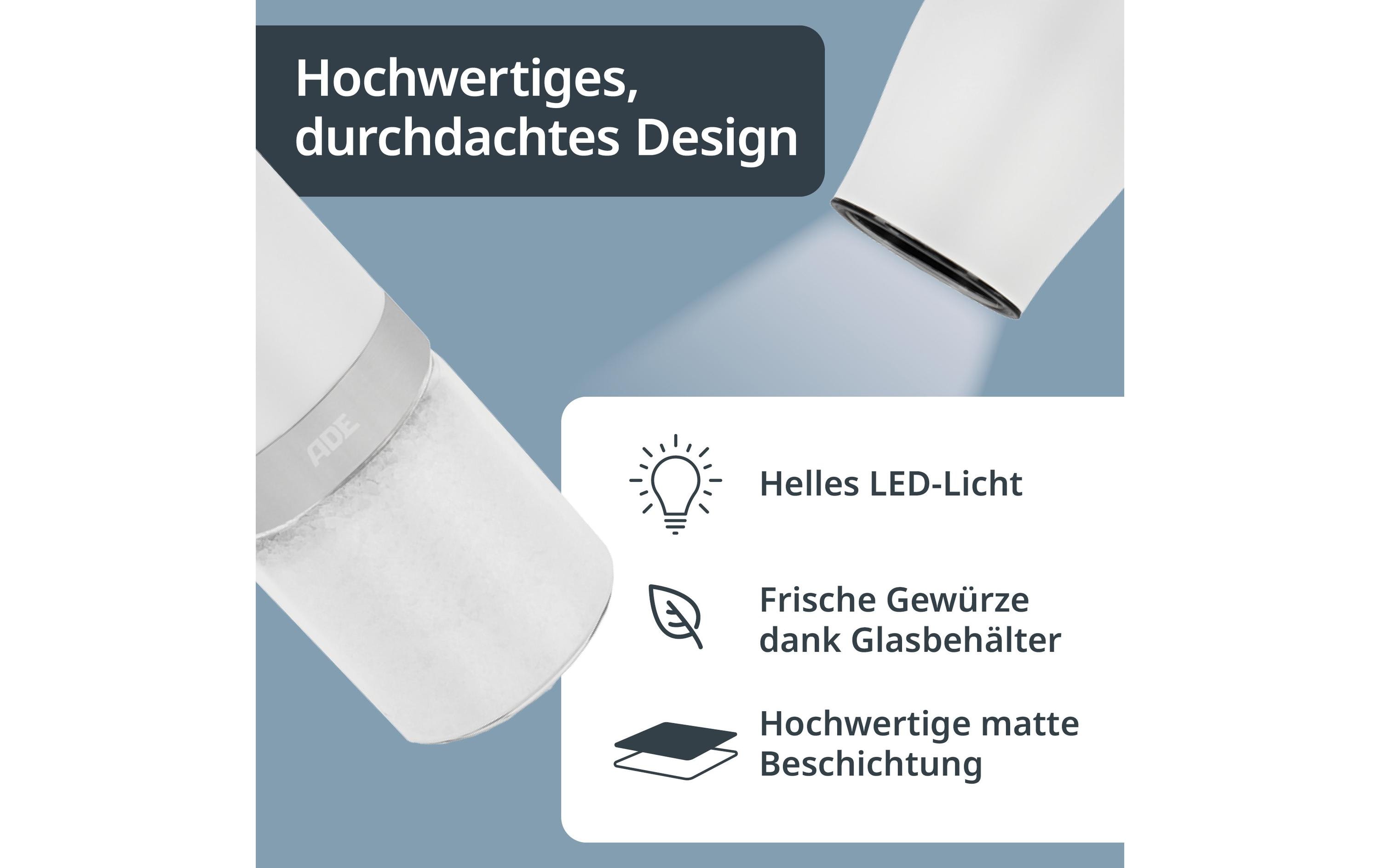 ADE Salz- und Pfeffermühle 18.3 cm, Weiss