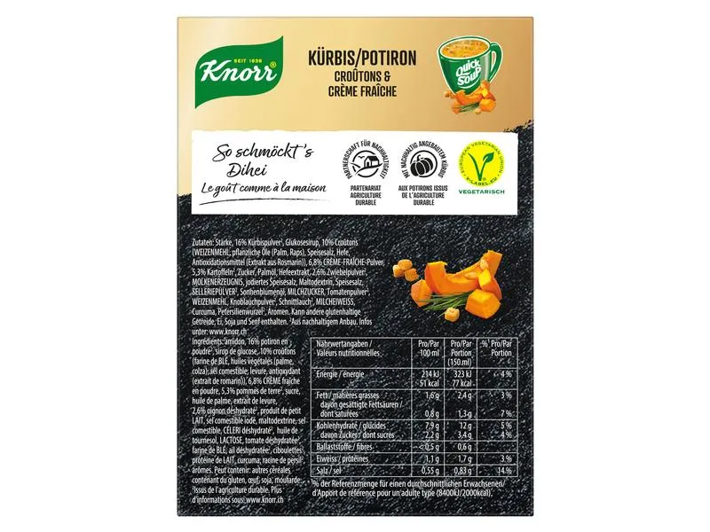 Knorr Quick Soup Kürbis, Croûtons und Crème Fraiche 3 Portionen Knorr Quick Soup Kürbis, Croûtons und Crème Fraiche 3 Portionen