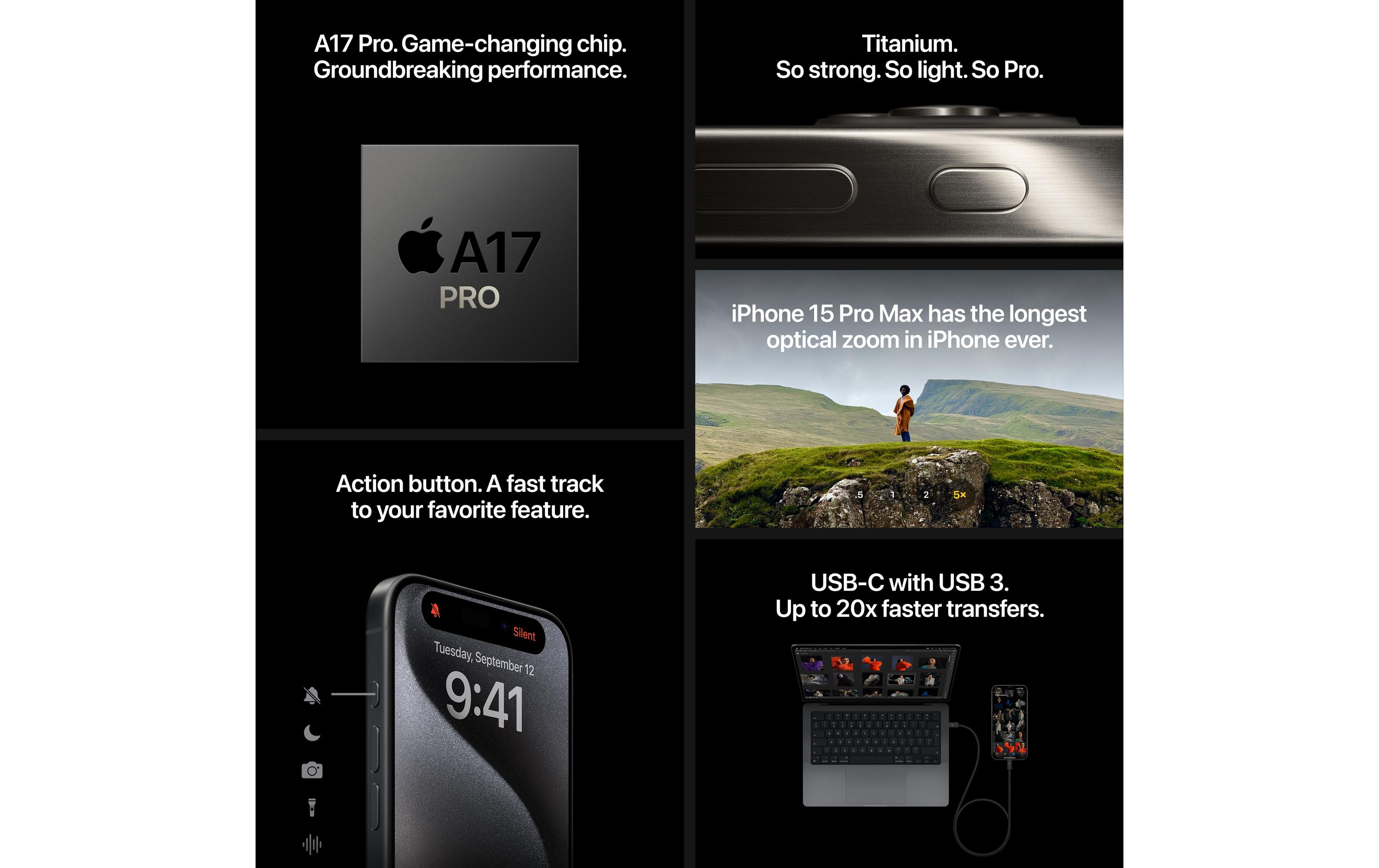 Apple iPhone 15 Pro 128 GB Titan Weiss