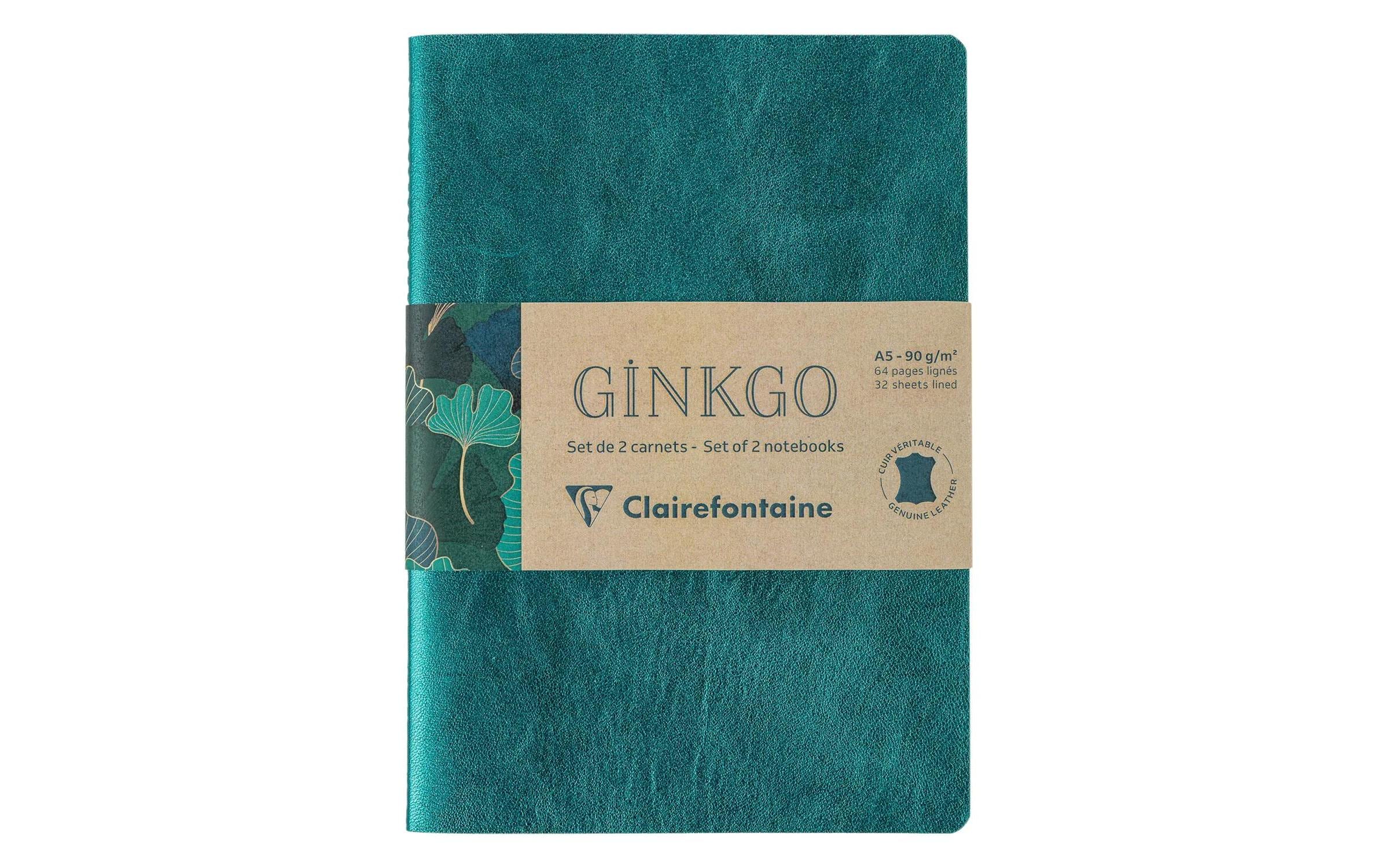 Clairefontaine Notizheft Ginkgo assortiert, A5, Liniert, Grün