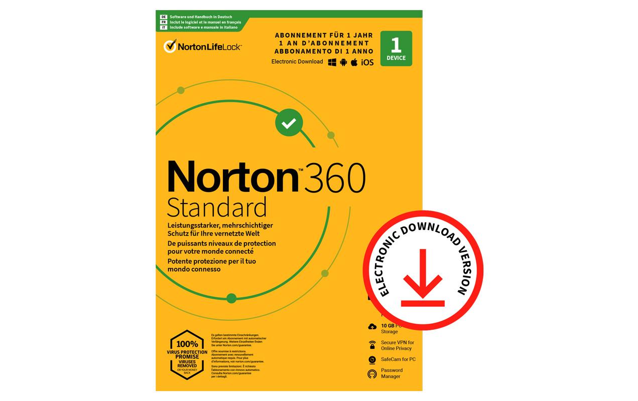 Norton Norton 360 Standard ESD, 1 Dev., 1yr, 10GB Cloud Speicher Norton Norton 360 Standard ESD, 1 Dev., 1yr, 10GB Cloud Speicher