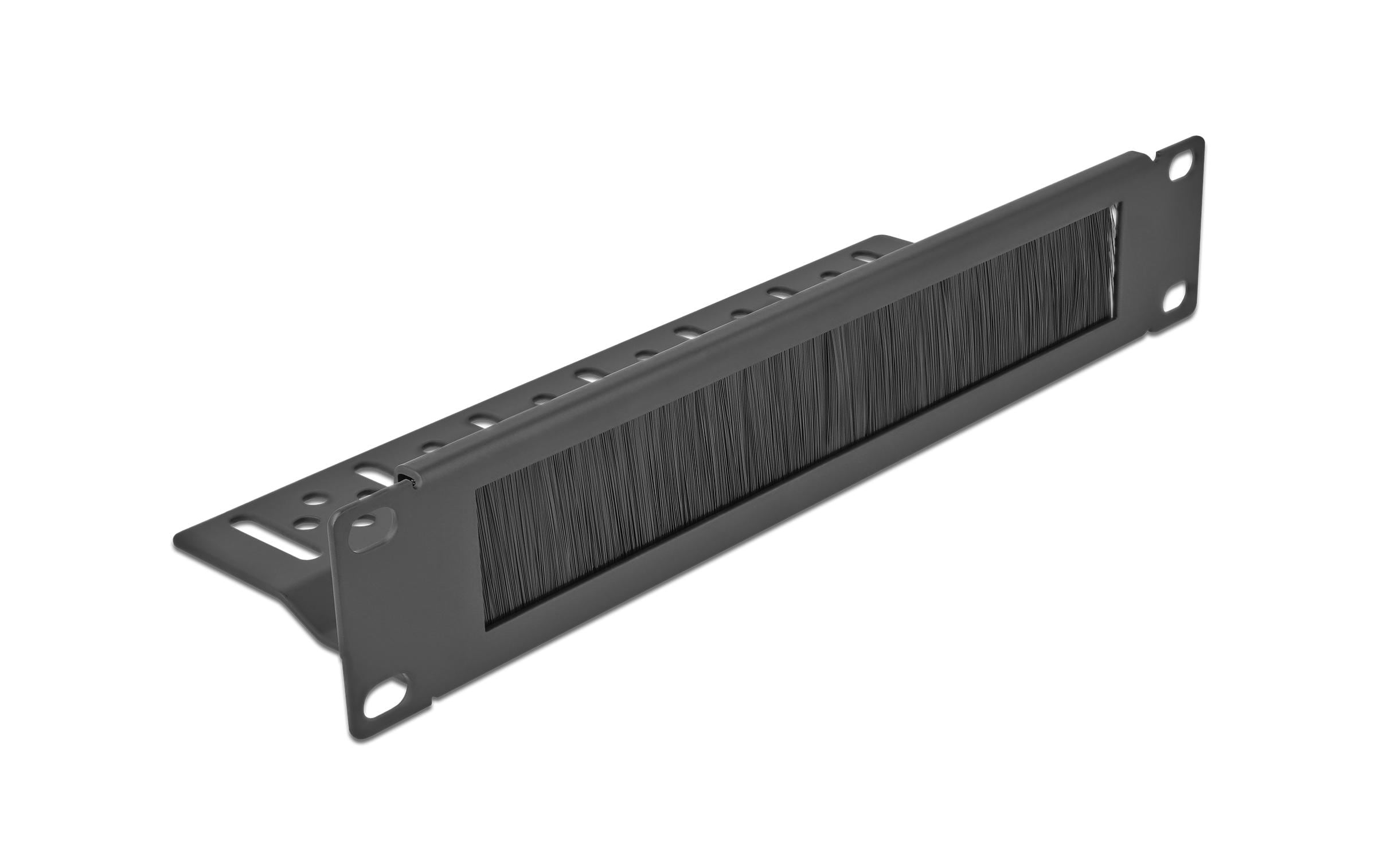 Delock Bürstenleiste 1 HE , Schwarz mit Kabelbefestigung Delock Bürstenleiste 1 HE , Schwarz mit Kabelbefestigung