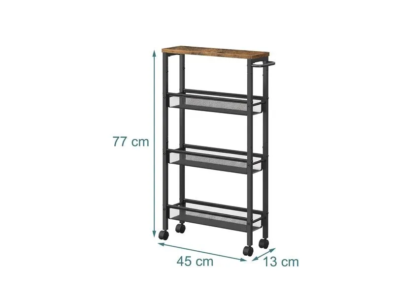 relaxdays Nischenwagen 77 x 13 x 45.5 cm Schwarz relaxdays Nischenwagen 77 x 13 x 45.5 cm Schwarz