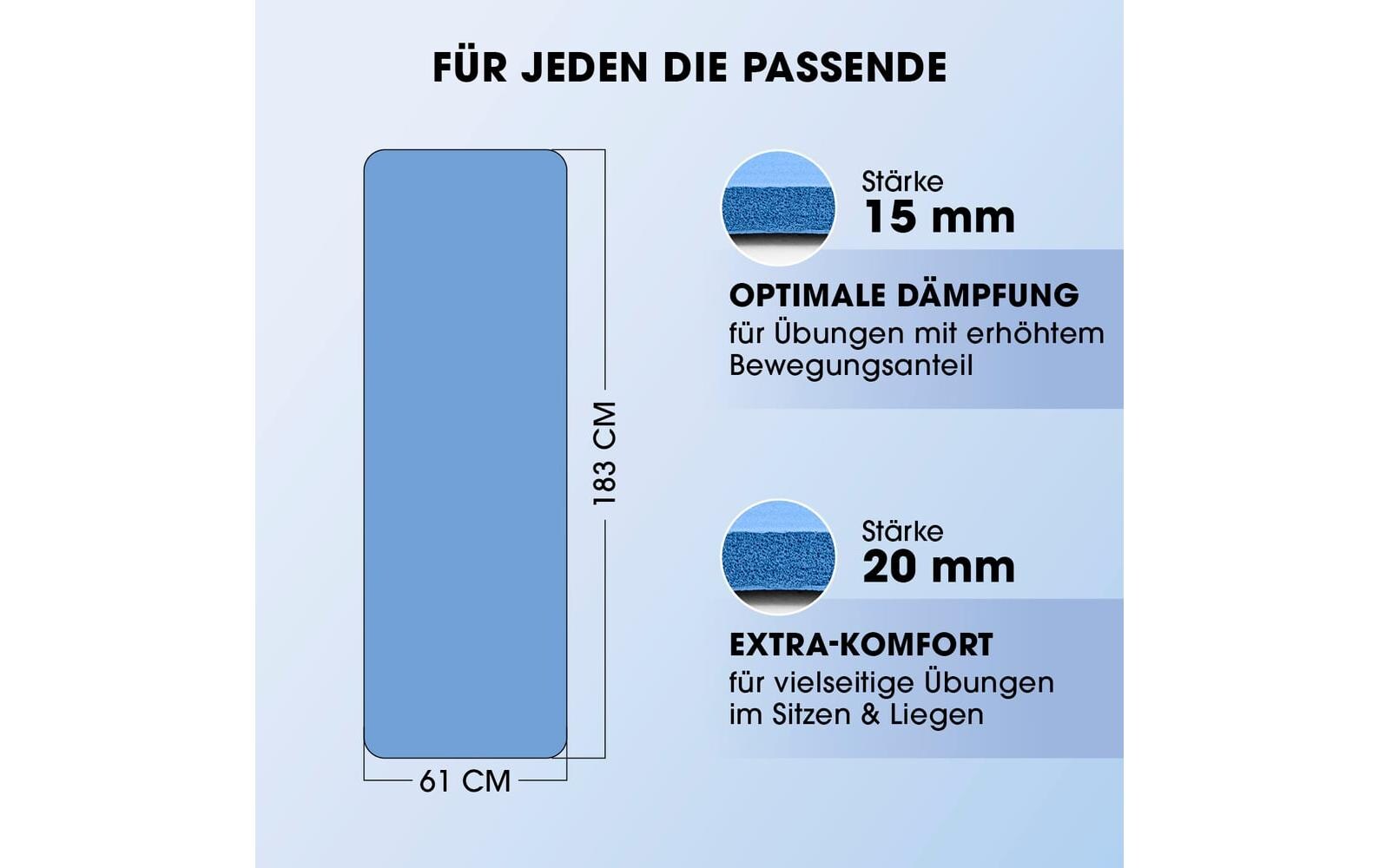 World Fitness Fitnessmatte Jivan 183 cm x 61 cm, Blau