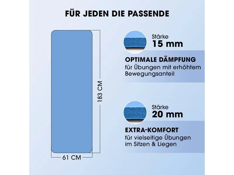 World Fitness Fitnessmatte Jivan 183 cm x 61 cm, Blau