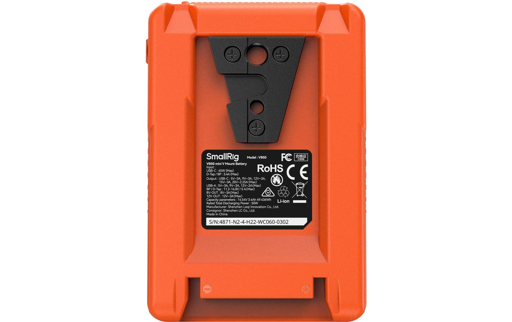 Smallrig VB50 Mini V-Mount-Batterie Orange