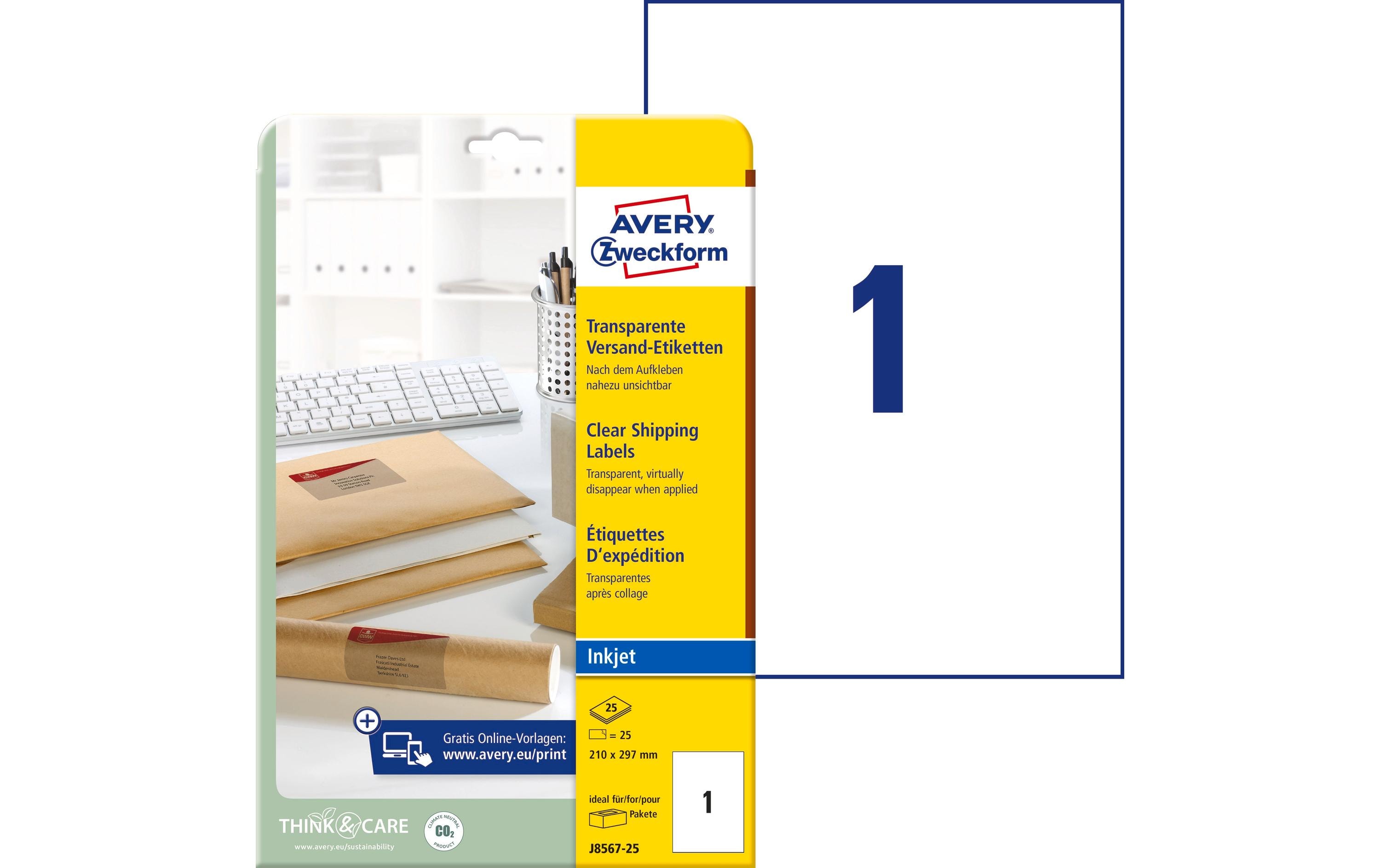 Avery Zweckform Adressetiketten 210 x 297 mm, 25 Blatt Avery Zweckform Adressetiketten 210 x 297 mm, 25 Blatt