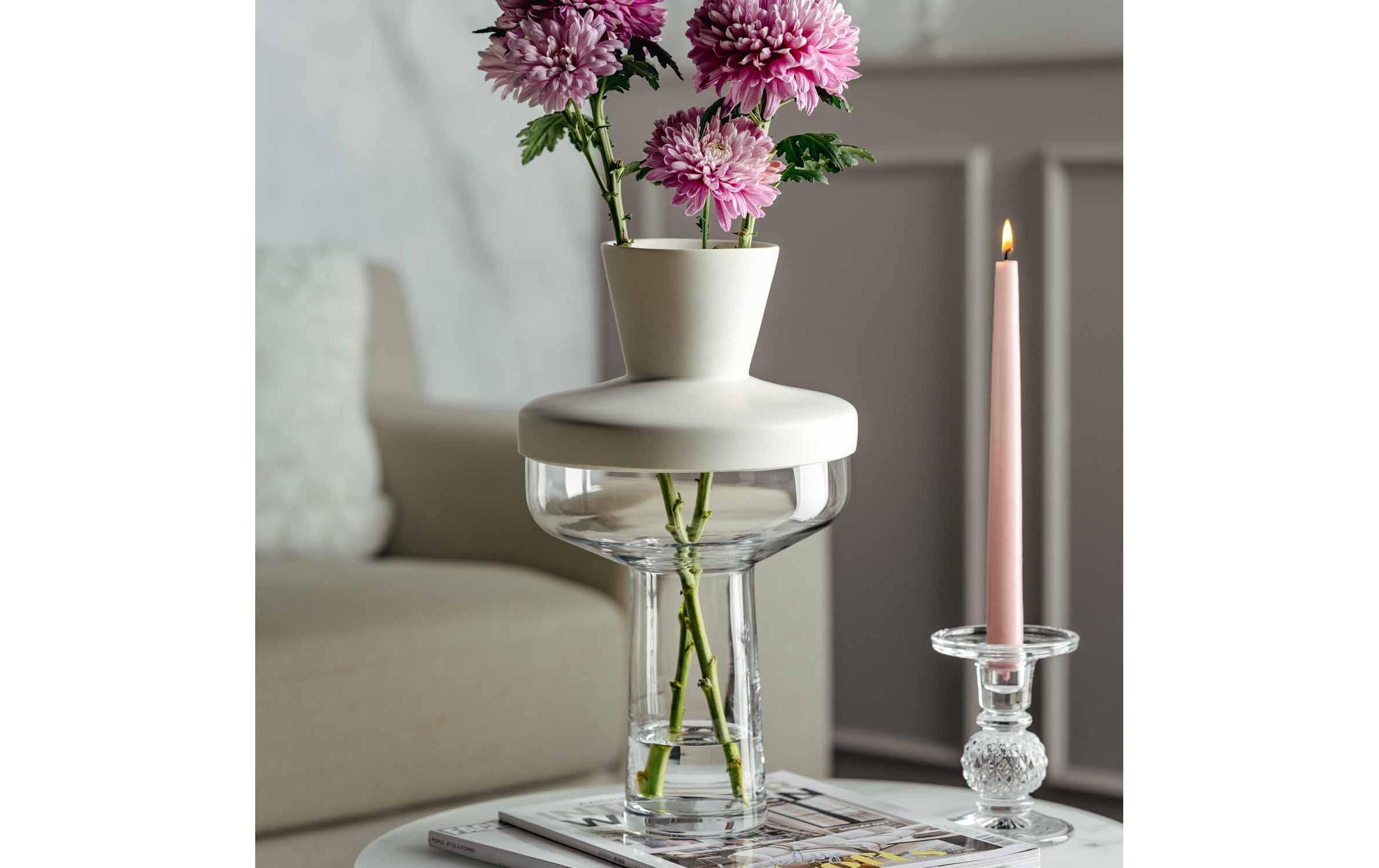 Leonardo Vase + Top Riva 36 cm, Transparent