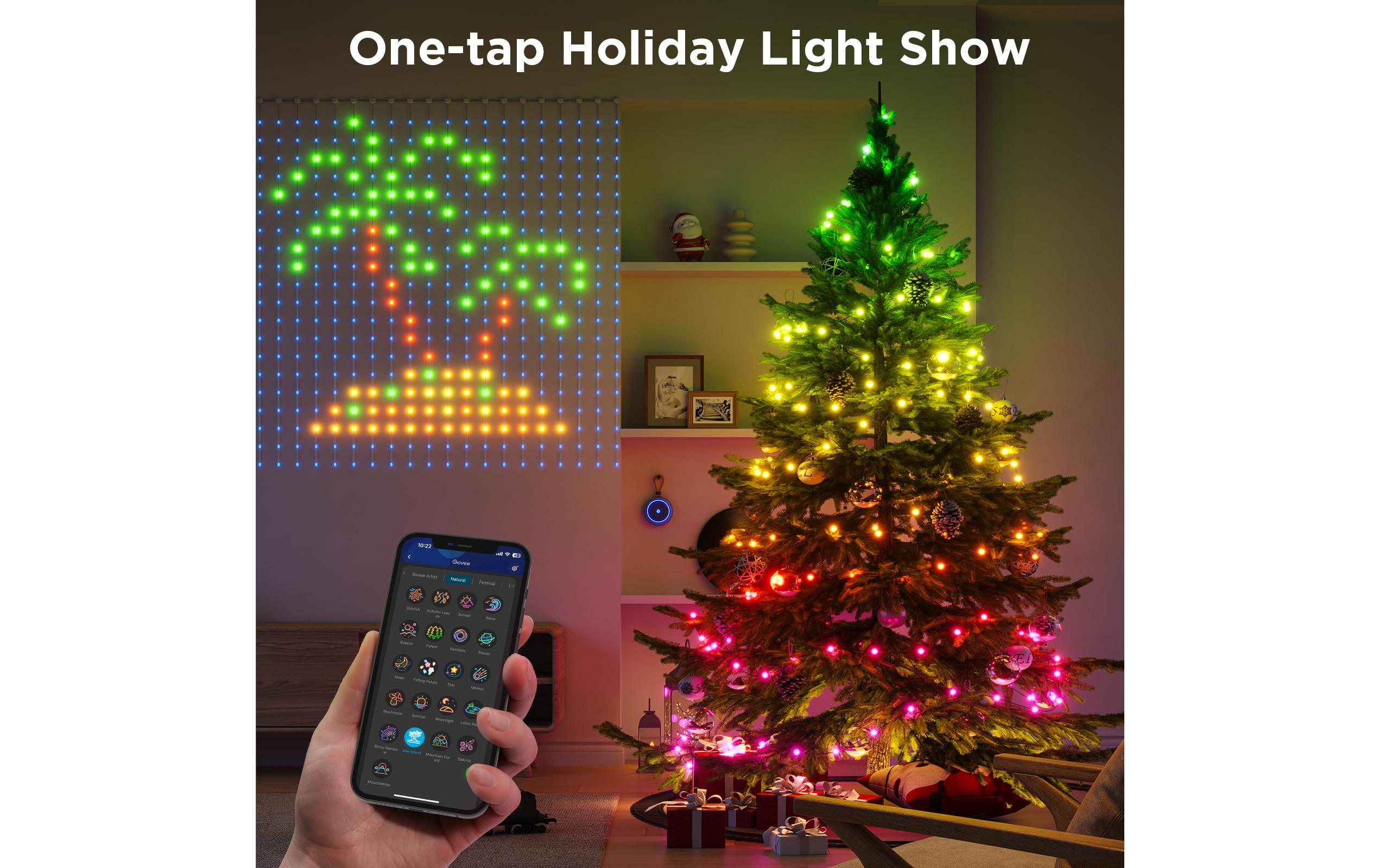 Govee LED-Stripe Curtain Lights RGBIC, 25 Watt, 1.5 x 1.5m