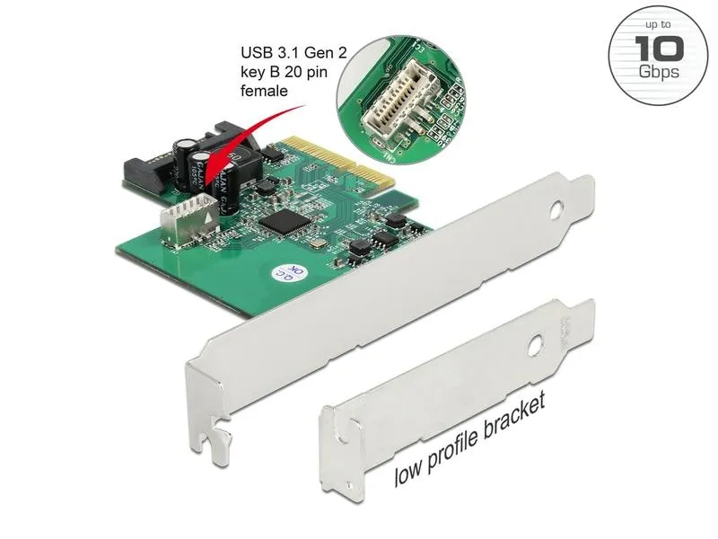 Delock PCI-Express-Karte 1x intern USB 3.2 Gen 2 Key B 20 Pin