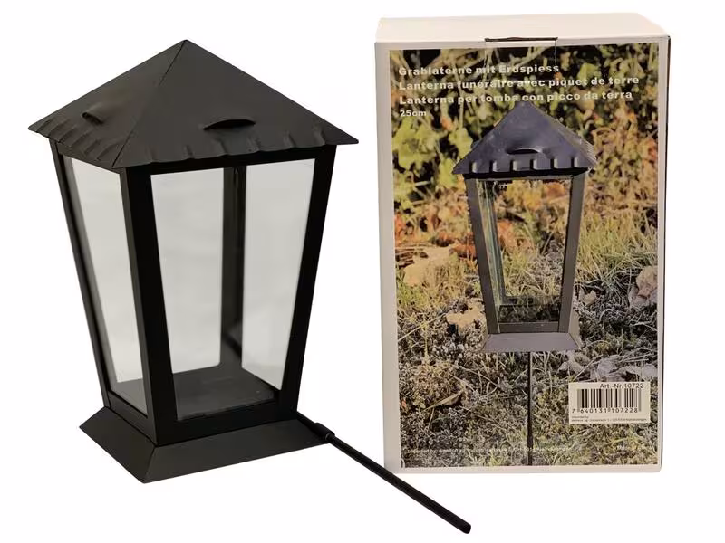 Dameco Grablaterne mit Erdspiess 14 x 25 cm, Schwarz