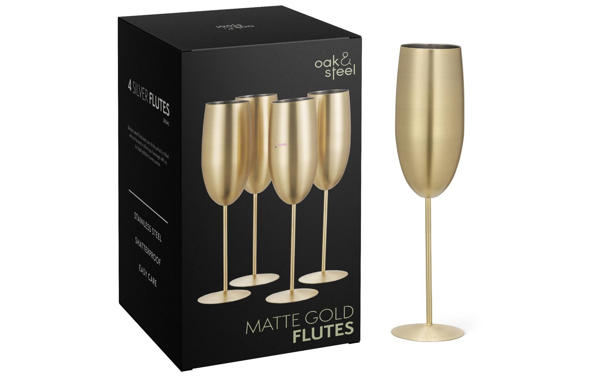 Oak & Steel Sektglas 285 ml, 4 Stück, Gold matt