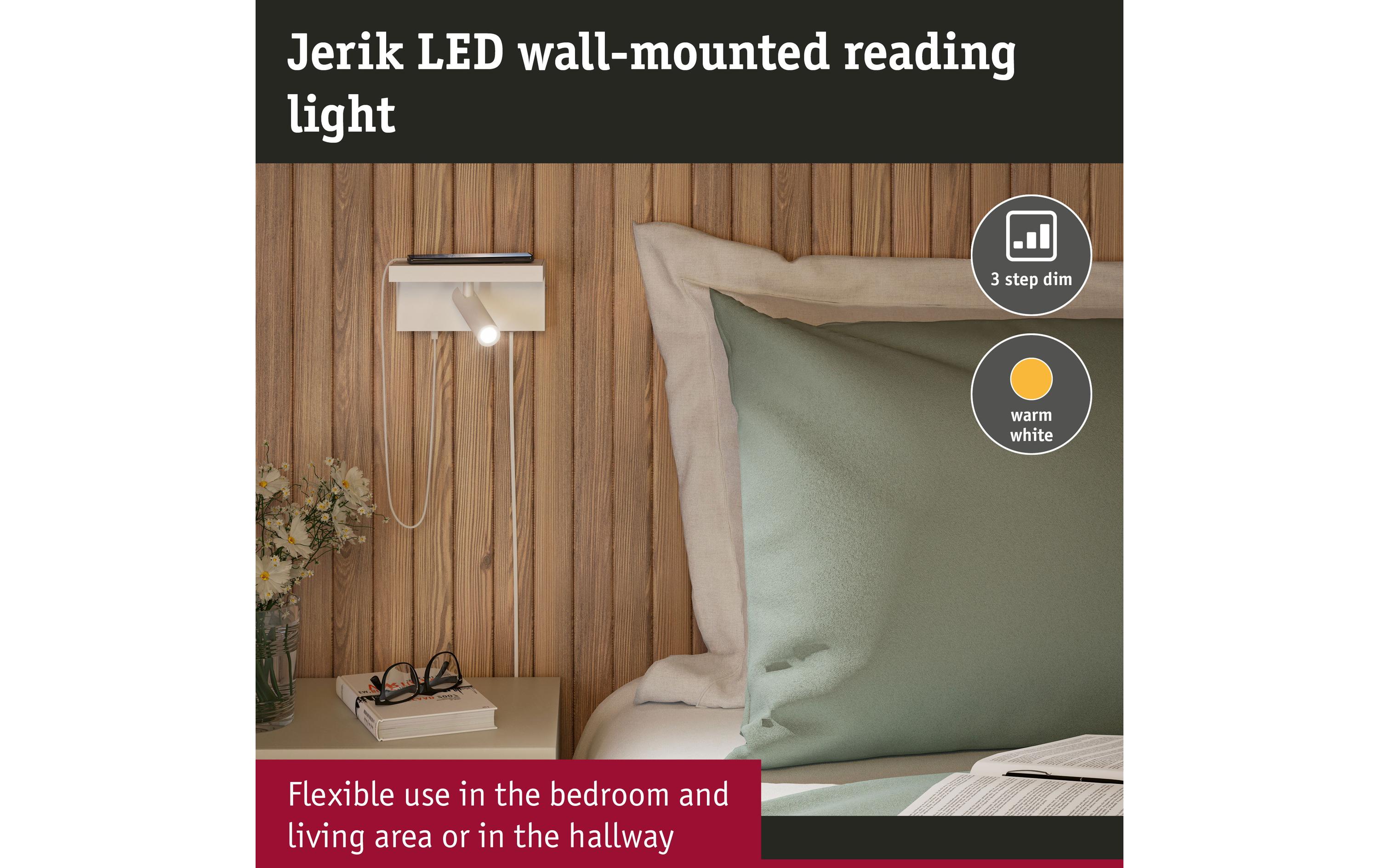 Paulmann Wandleuchte 3-Step-Dim Jerik USB C Weiss