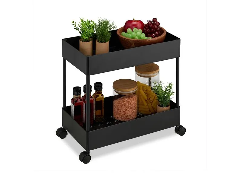 relaxdays Küchenwagen Servierwagen 39.5 x 38 x 21.5 cm, Schwarz relaxdays Küchenwagen Servierwagen 39.5 x 38 x 21.5 cm, Schwarz