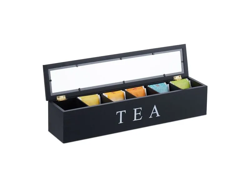 relaxdays Teebeutel-Box Schwarz/Transparent/Weiss relaxdays Teebeutel-Box Schwarz/Transparent/Weiss