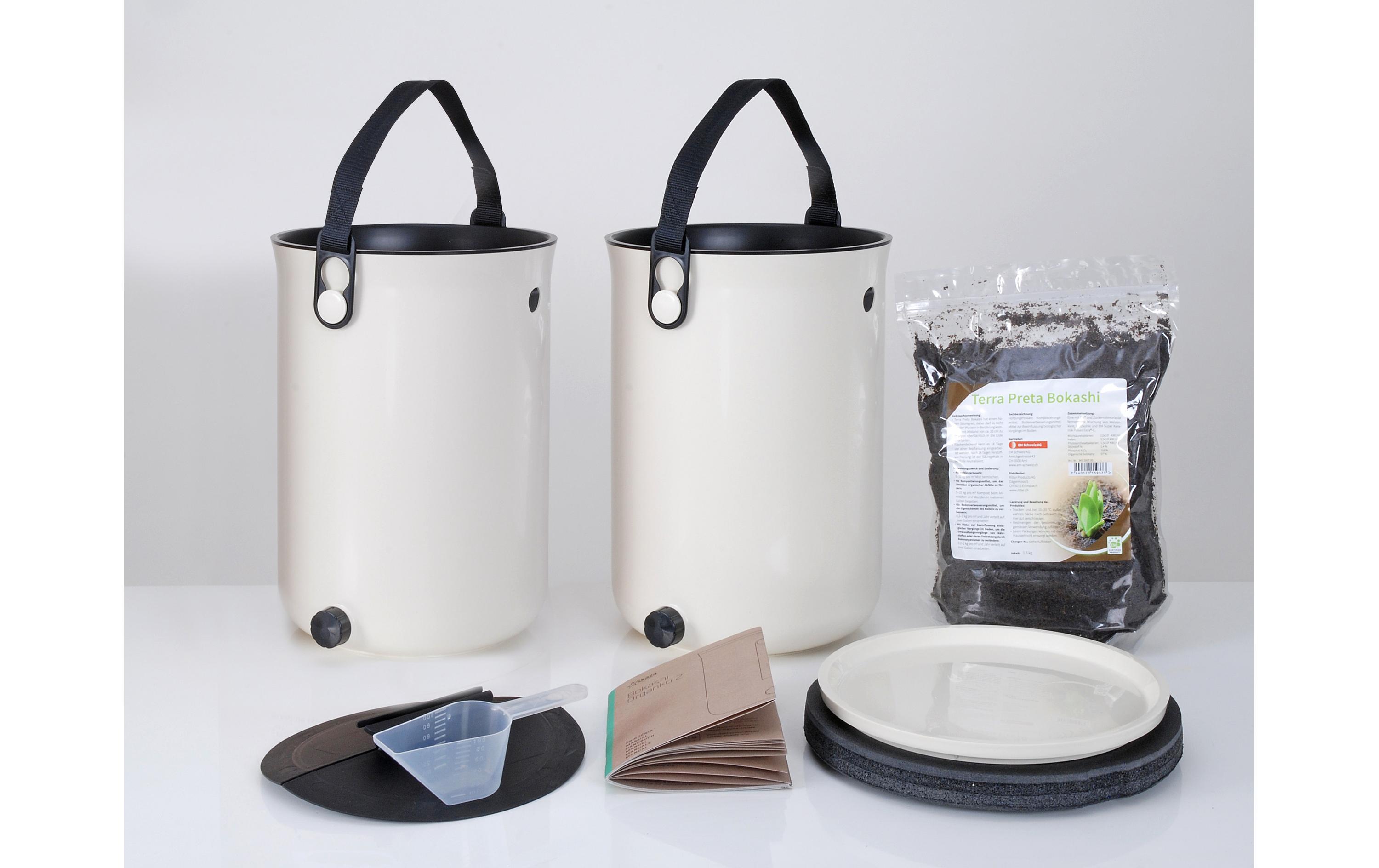 Bokashi Komposter Organko 2, 2er-Set, Weiss