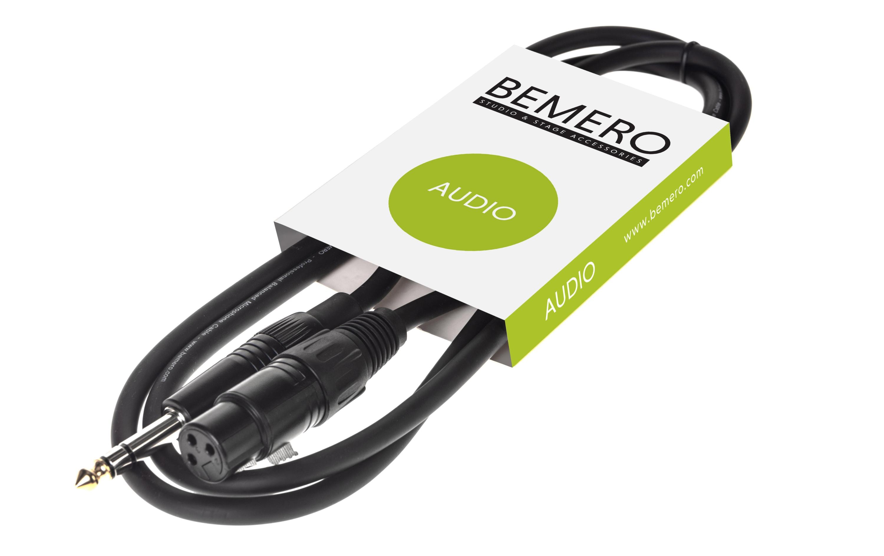 Bemero XLR-Kabel XLRf - 6.3 Klinken symmetrisch 0.75 m, Schwarz