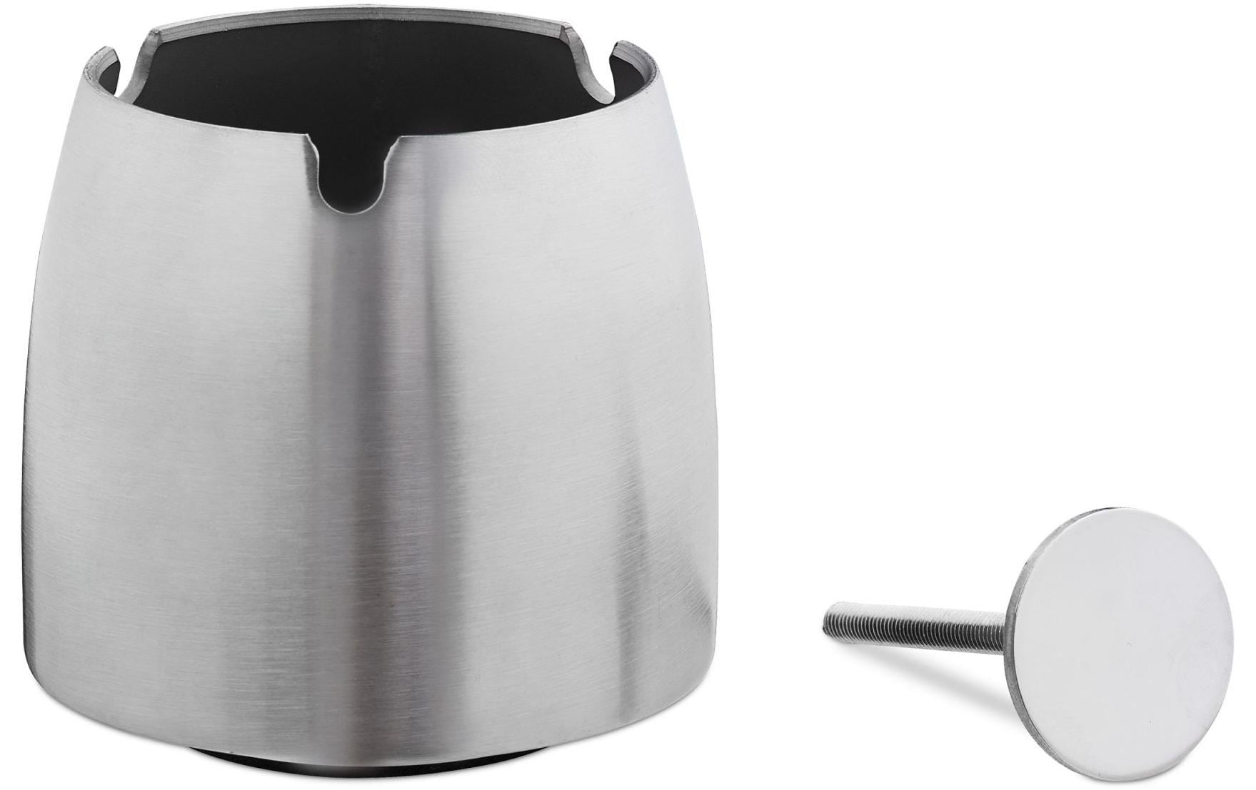 relaxdays Aschenbecher Edelstahl Silber