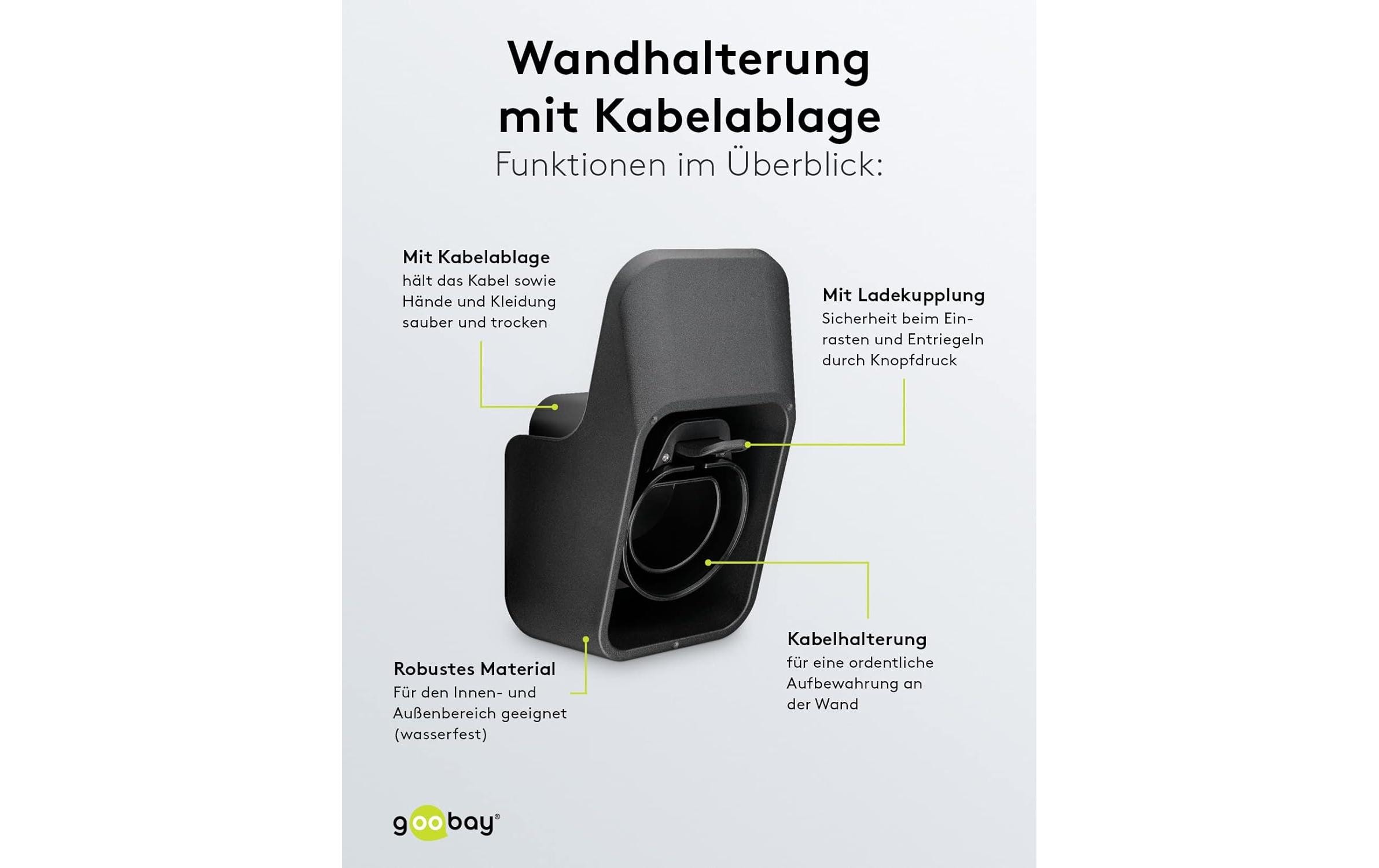 Goobay Wandhalterung mit Kabelablage für Ladekabel Typ-2