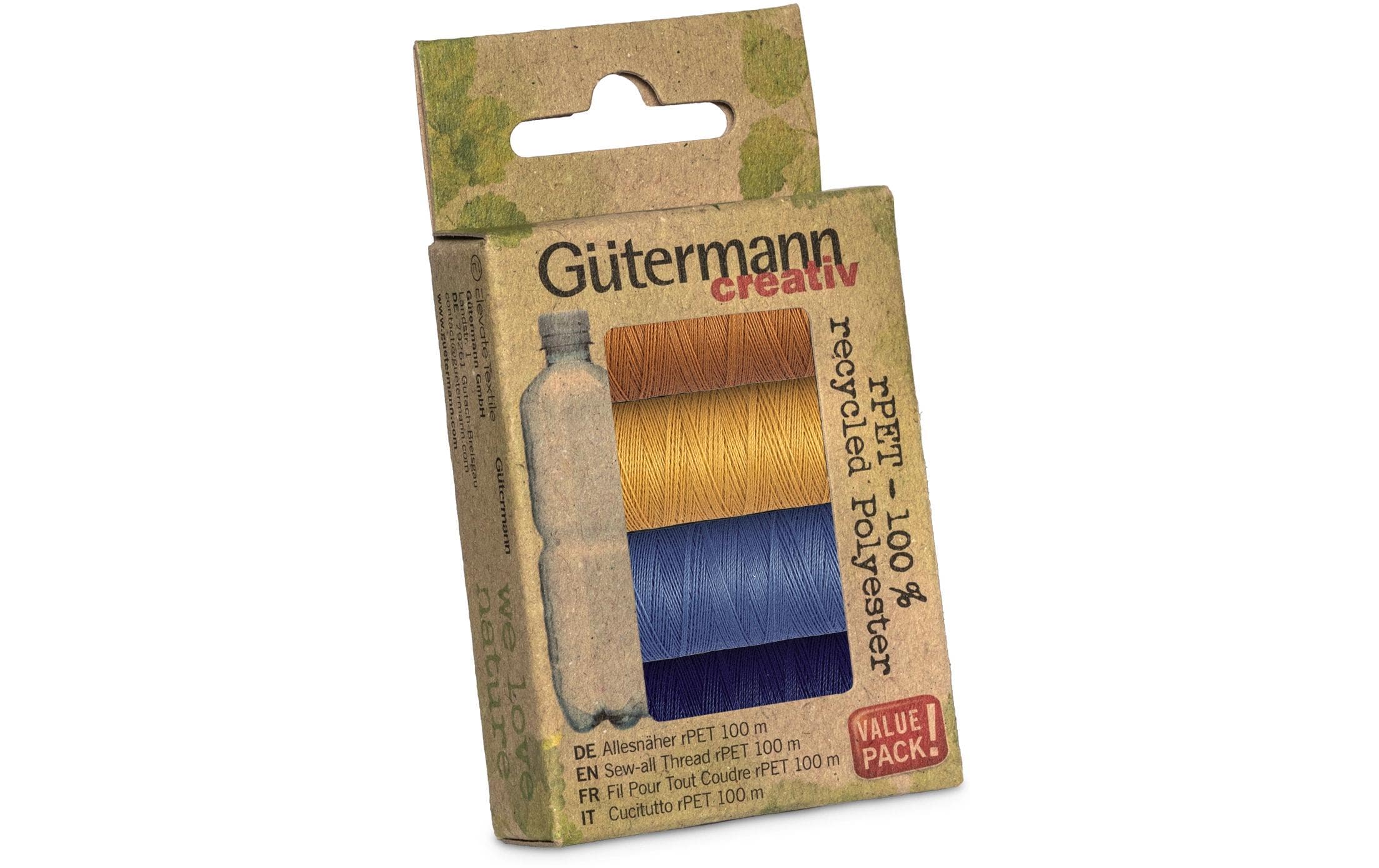 Gütermann Nähgarn-Set Allesnäher rPET Jeansauswahl 4 Stück, Mehrfarbig