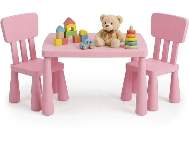 relaxdays Kindersitzgruppe 3-teilig, Kunstoff, Rosa relaxdays Kindersitzgruppe 3-teilig, Kunstoff, Rosa