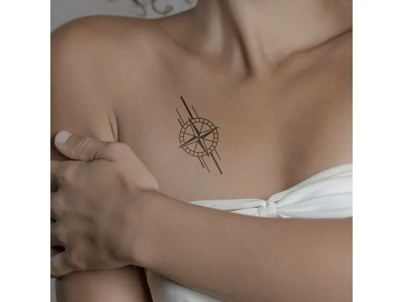 minink Tattoo Kompass mit Linien Grösse: L (4.0 cm x 8.0 cm) minink Tattoo Kompass mit Linien Grösse: L (4.0 cm x 8.0 cm)