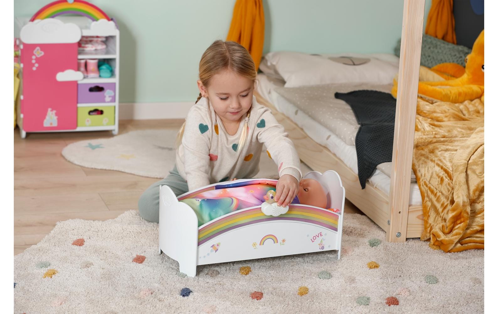 Baby Born Puppenzubehör Regenbogen Bett