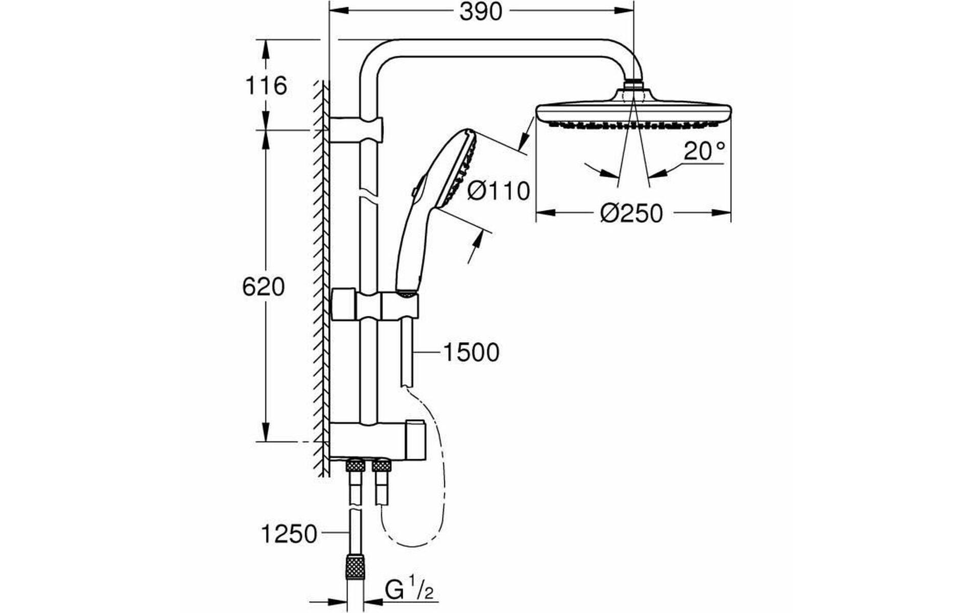 GROHE Vitalio Start 250 Flex mit Umsteller Mattschwarz