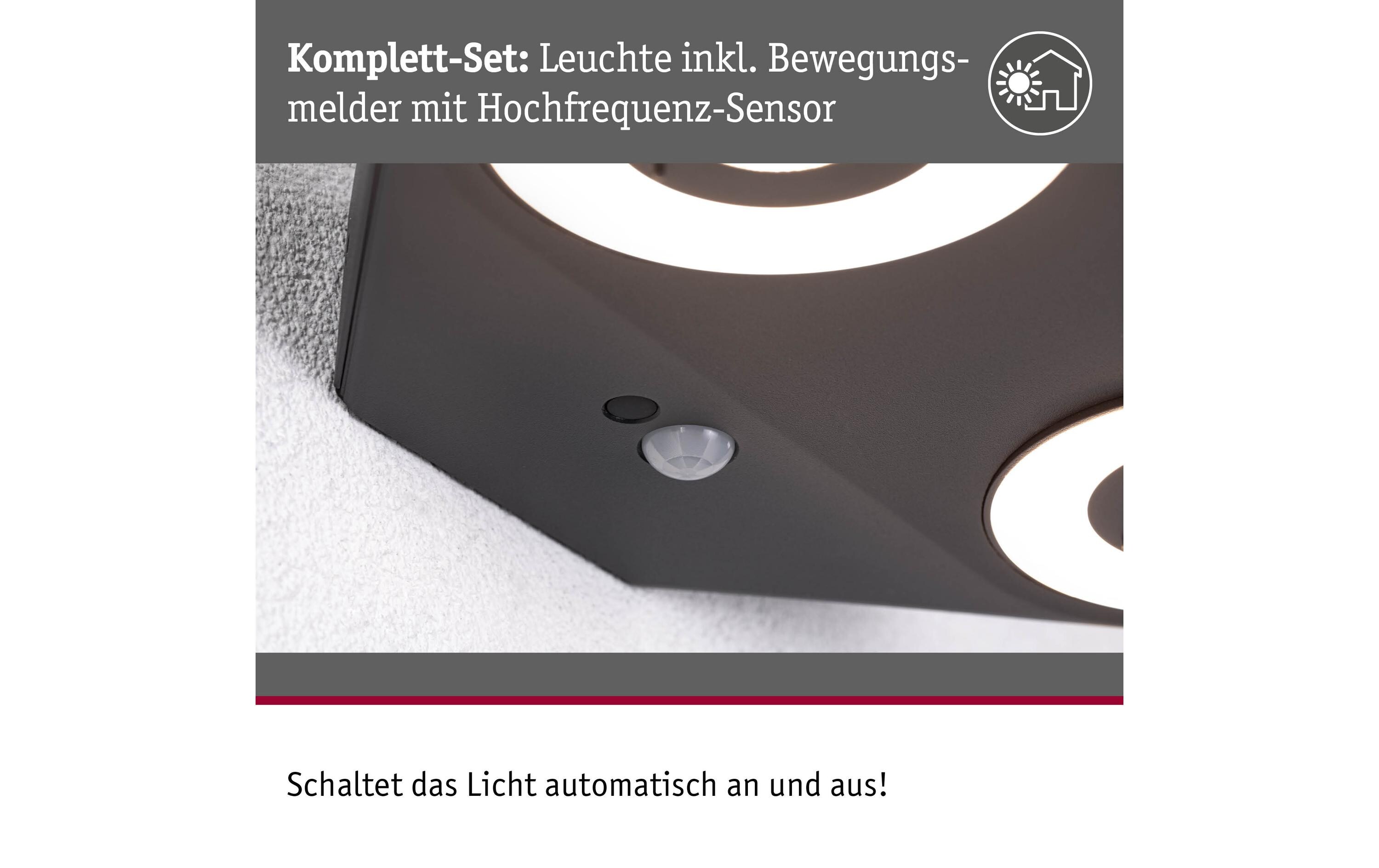 Paulmann LED Aussenwandleuchte Silma Bewegungsmelder Anthrazit