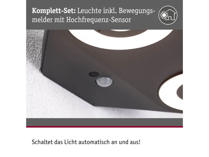 Paulmann LED Aussenwandleuchte Silma Bewegungsmelder Anthrazit