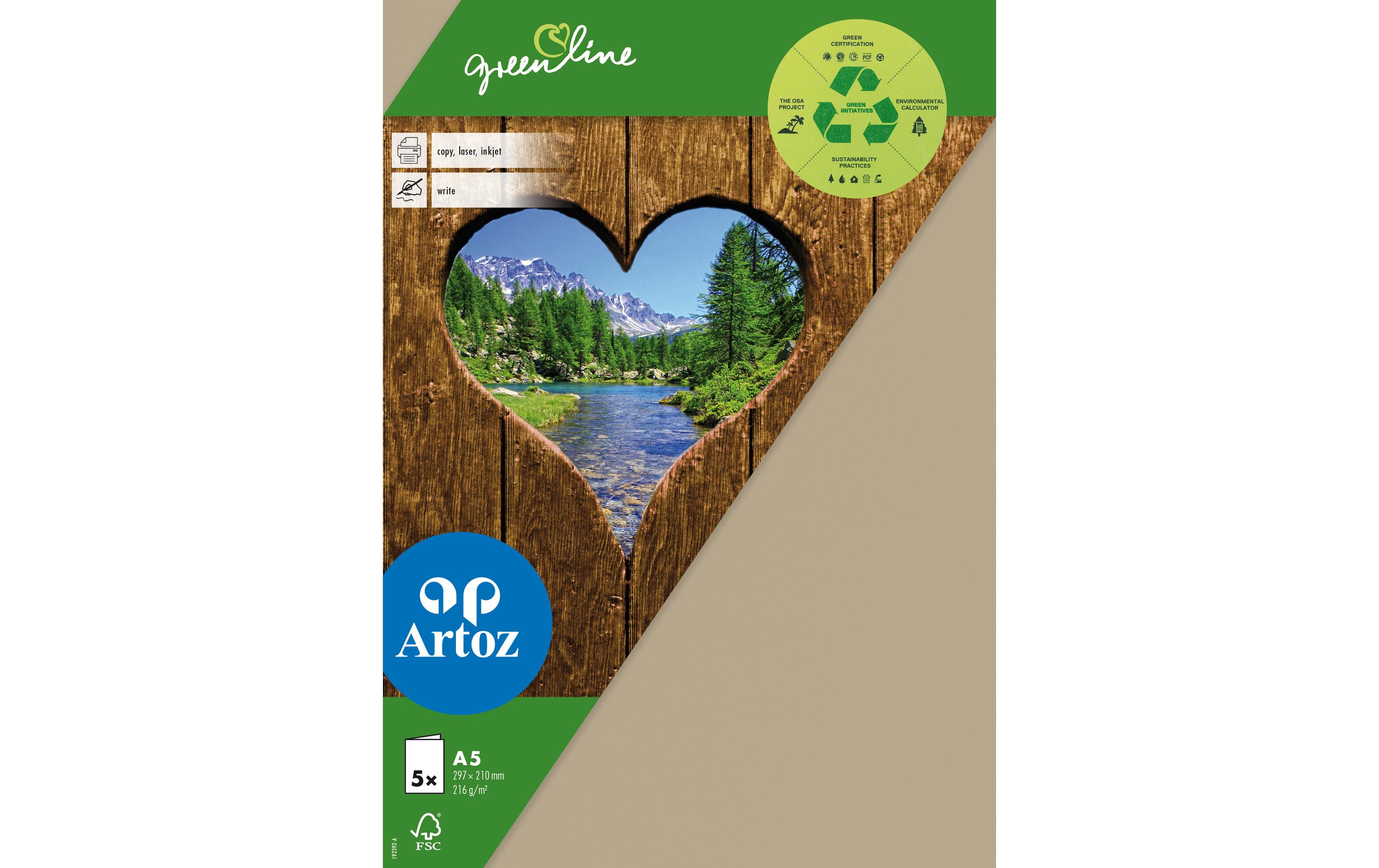 Artoz Blankokarte Green Line A5, 5 Stück, Hellbraun Artoz Blankokarte Green Line A5, 5 Stück, Hellbraun