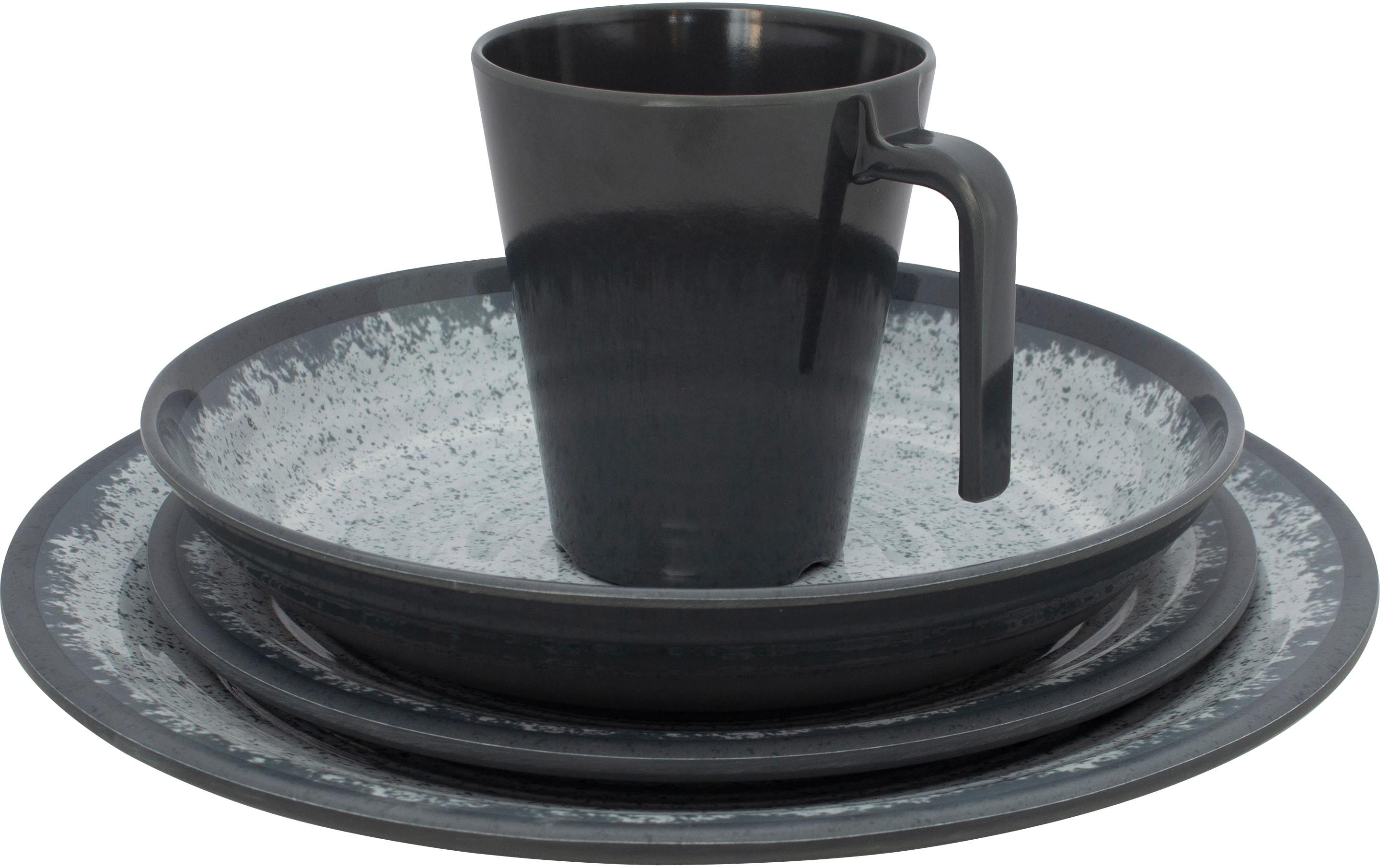 Eurotrail Speise-Service Rock Melamine 16 Stück, Anthrazit