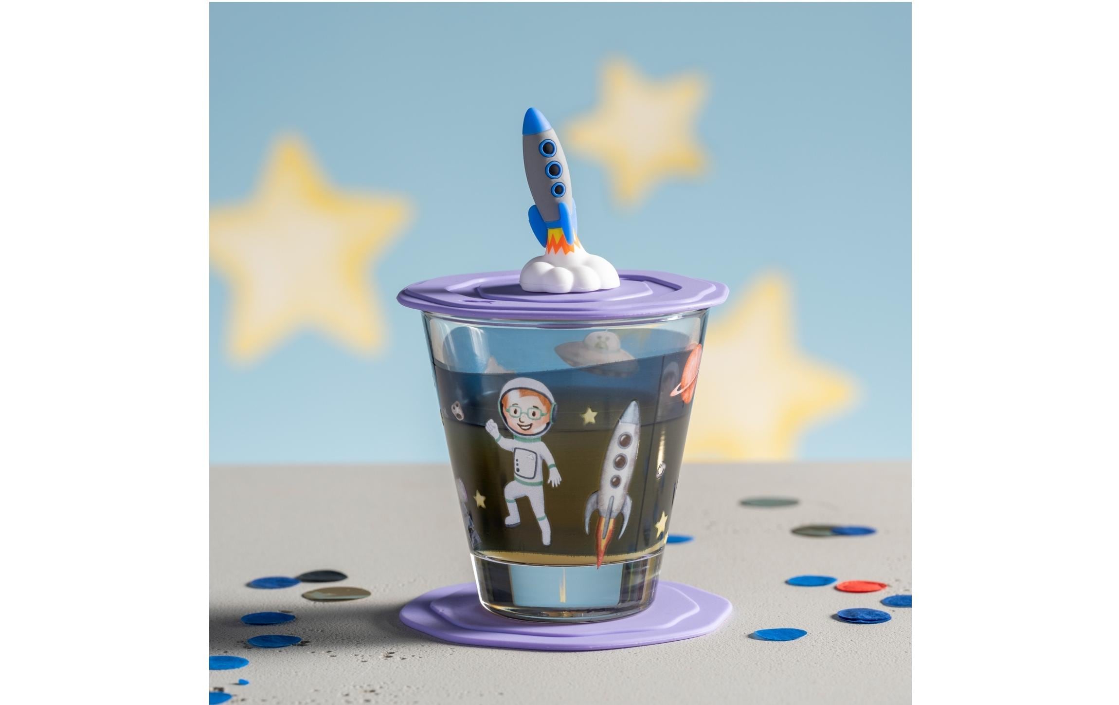 Leonardo Glasabdeckung Avventura Weltall, Blau/Lila/Weiss