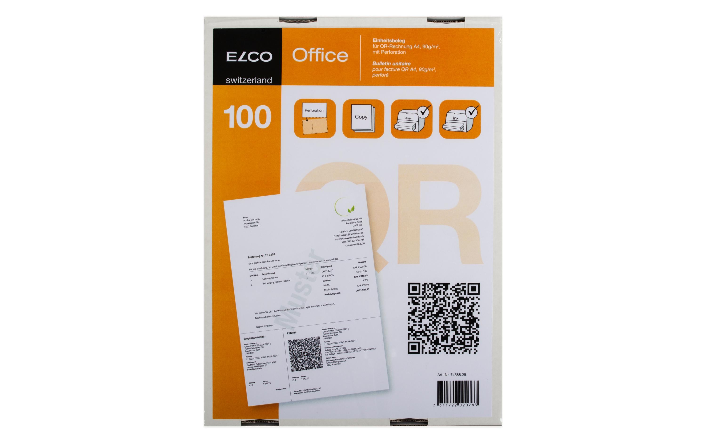 ELCO Rechnungsformular für QR-Rechnungen, 100 Stück