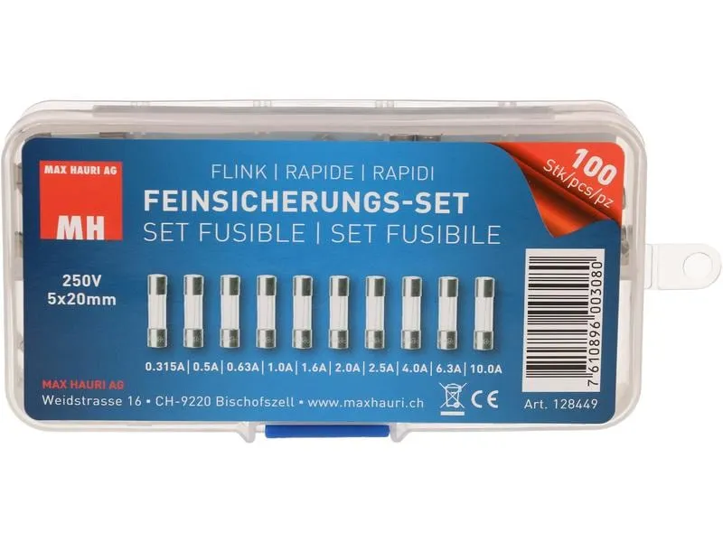 Max Hauri Schmelzsicherung Set 5 x 20 mm Flink, 100 Stück Max Hauri Schmelzsicherung Set 5 x 20 mm Flink, 100 Stück