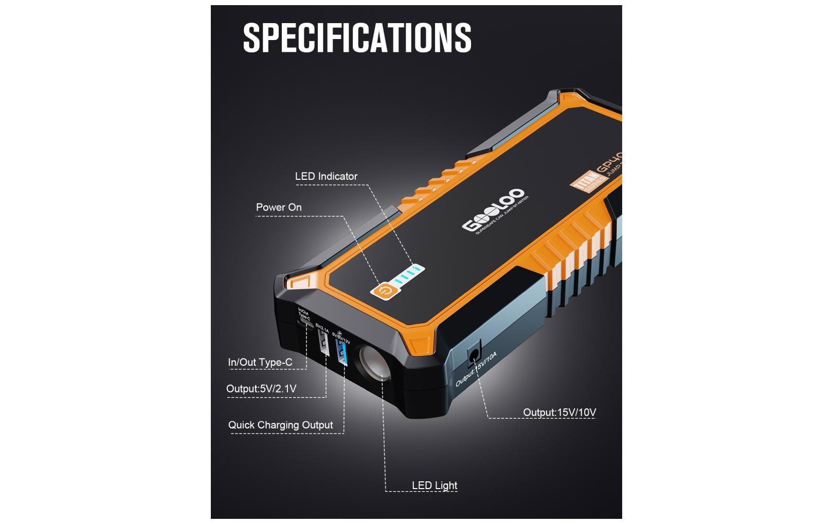 Gooloo Starterbatterie GP4000 12 V, 4000A