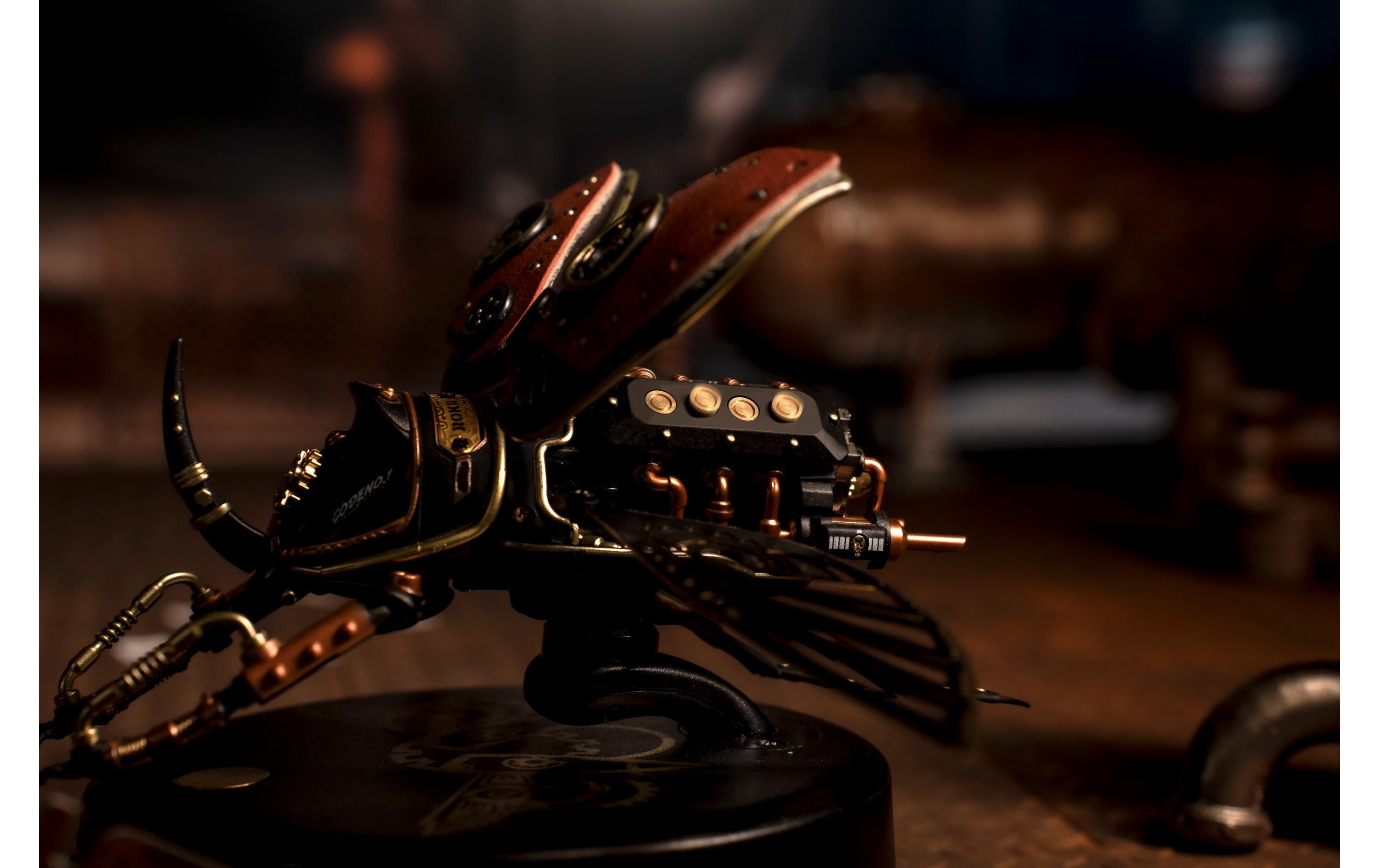 RoboTime Bausatz ROKR Mechanischer Rhinozeros Käfer Braun