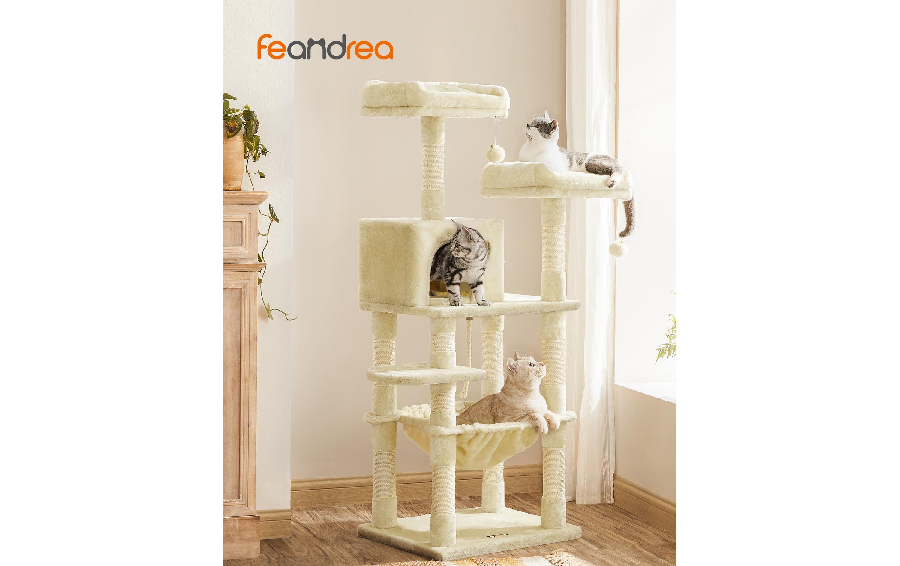 Feandrea Kratzbaum mit Hängematte 143 cm, Beige