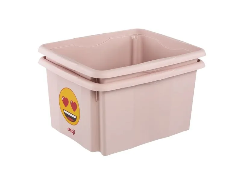 keeeper Karolina Aufbewahrungsbox Kunststoff 30 l Rosa Emoji Hearts