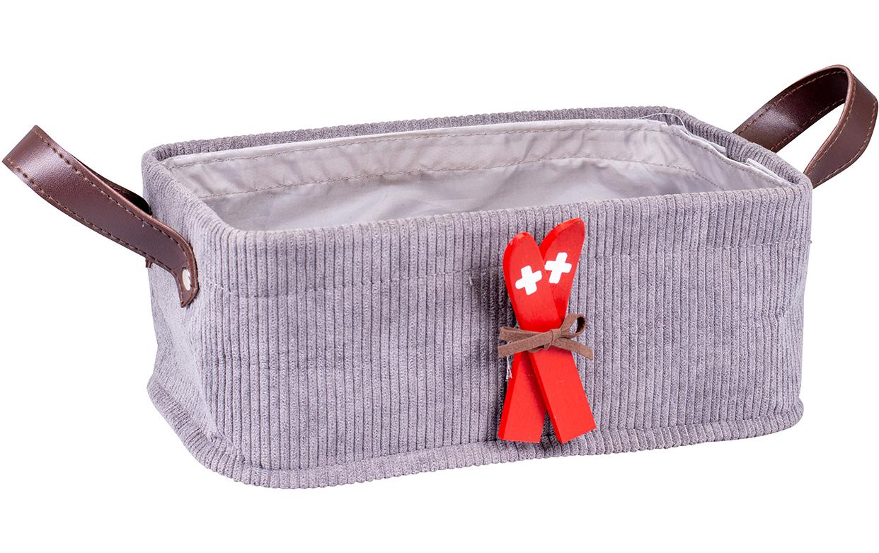 Kadastar Brotkorb Stripes & Skis Grau