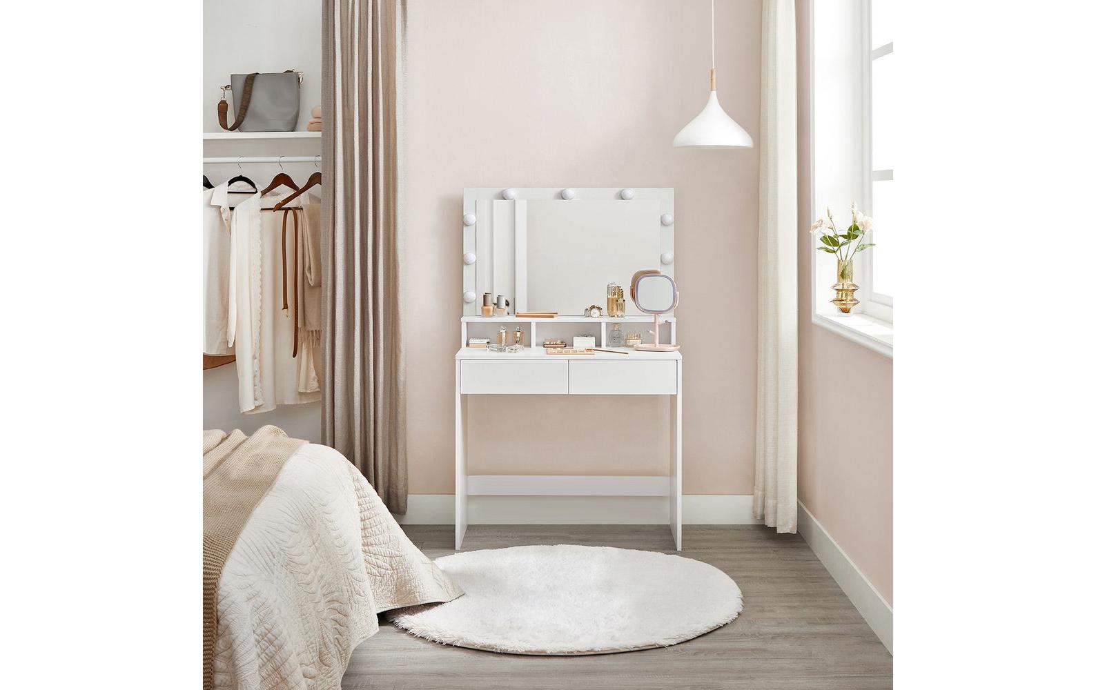 VASAGLE Schminktisch mit Spiegel 80 x 140 cm, Weiss