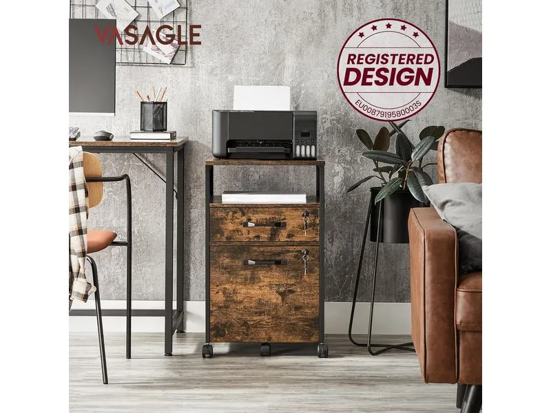 VASAGLE Multifunktionswagen 42 x 44 x 67.4 cm, Braun/Schwarz