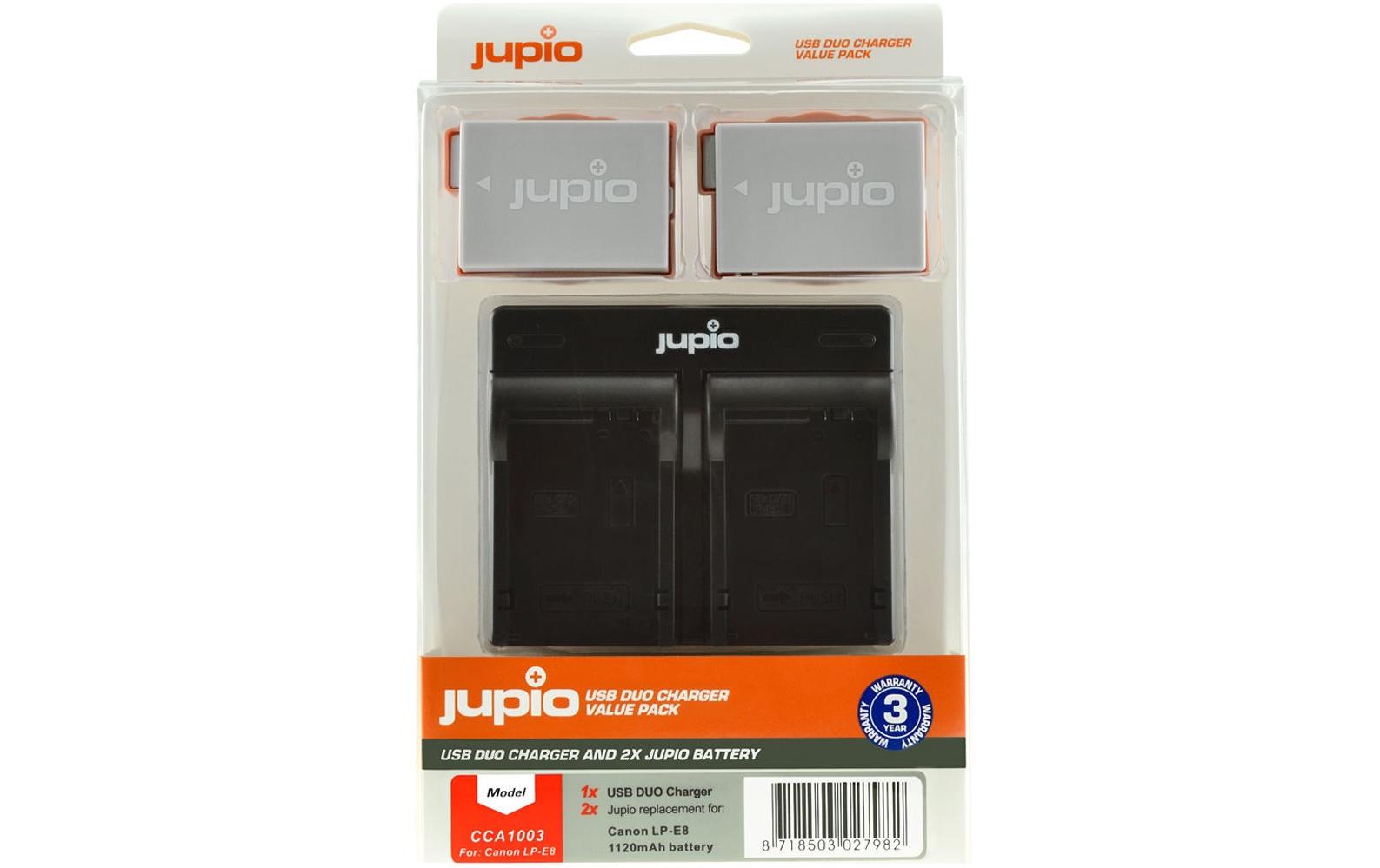 Jupio Videokamera-Akku Value Pack 2x LP-E8 + dual Ladegerät