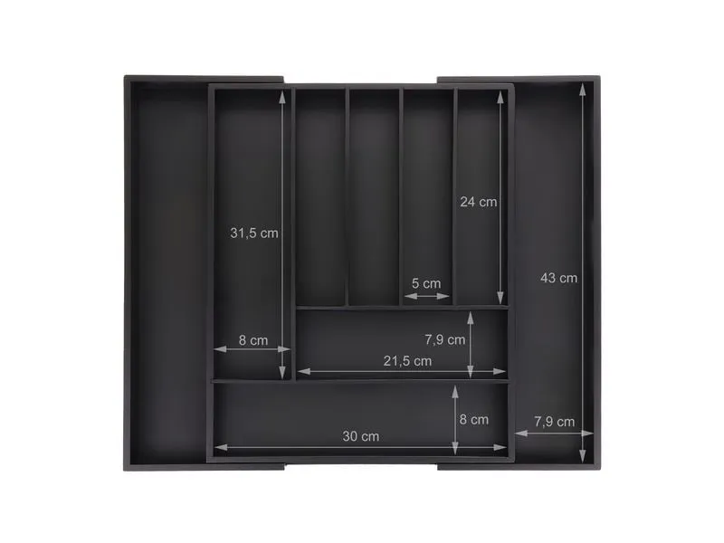 relaxdays Besteckkasten ausziehbar Schwarz relaxdays Besteckkasten ausziehbar Schwarz