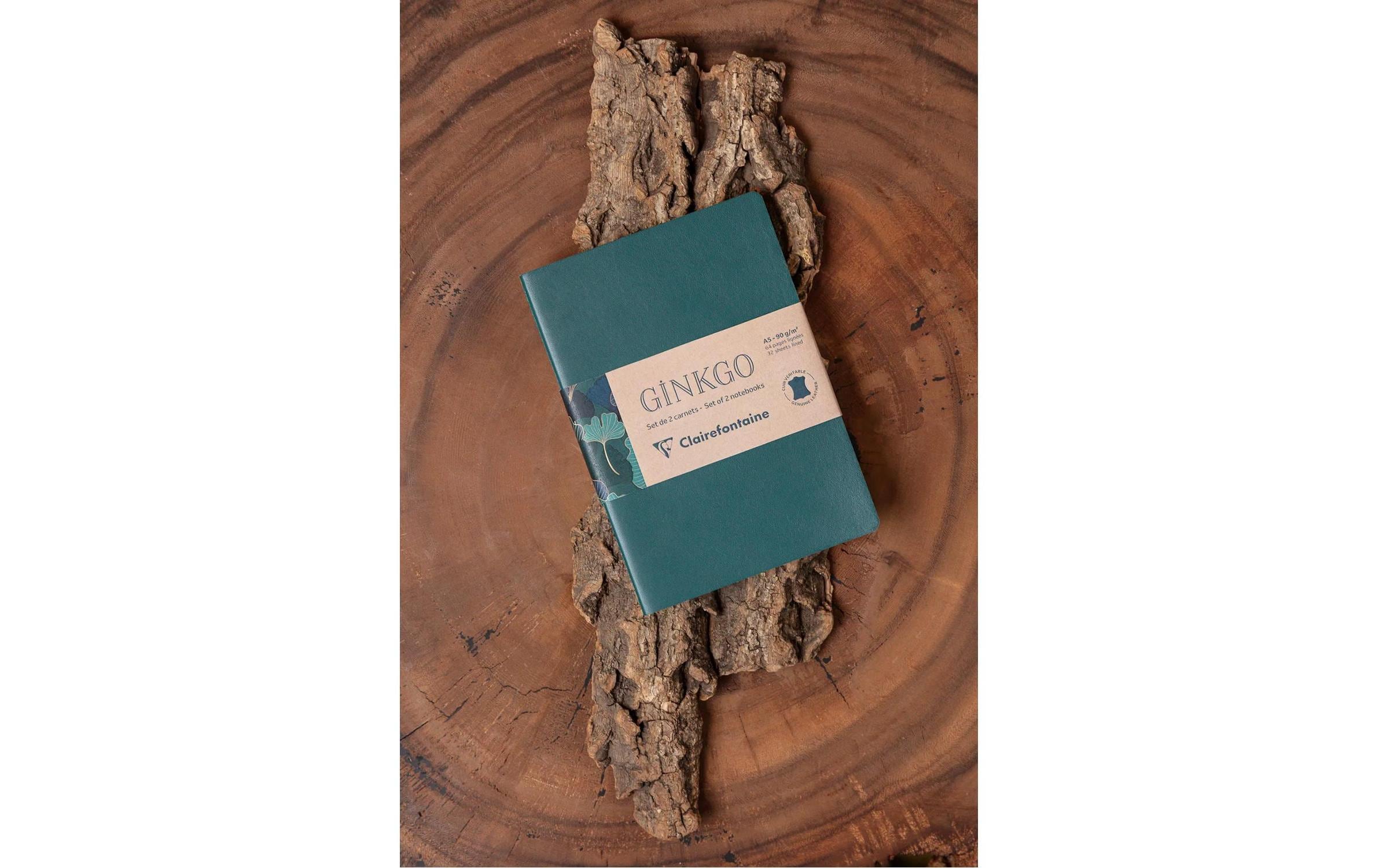 Clairefontaine Notizheft Ginkgo assortiert, A5, Liniert, Grün