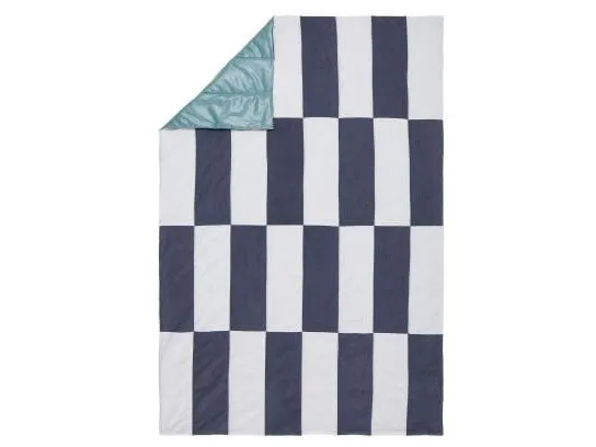Urbanara Picknickdecke Tamina 180 x 120 cm - Blaugrau / Naturweiss